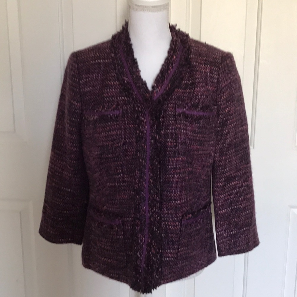 Charter Club woven purple women's jacket sz L